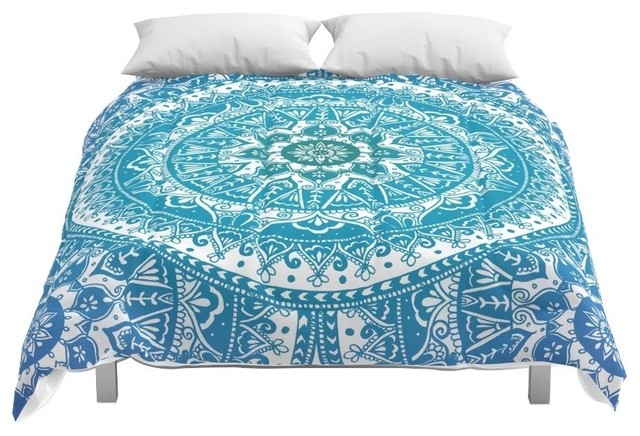 Society6 Aquamarine Mandala Pattern Comforter Contemporary