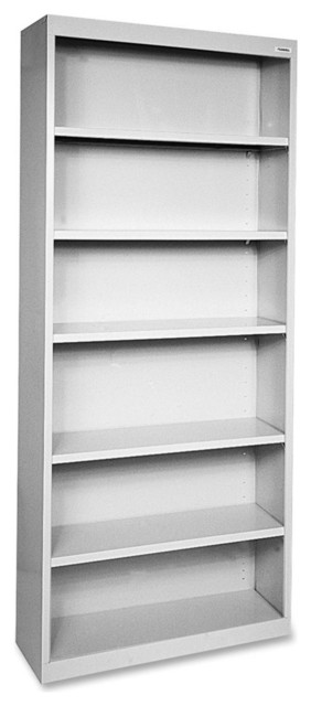 Lorell Fortress Series Bookcases, 13"X34.5"X82", Steel, 6-Shelf, Light Gray