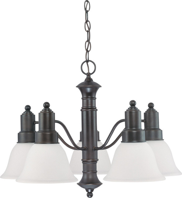 Gotham 5 Light Dimmable Led Es Mahogany Bronze And Frosted Glass Chandelier