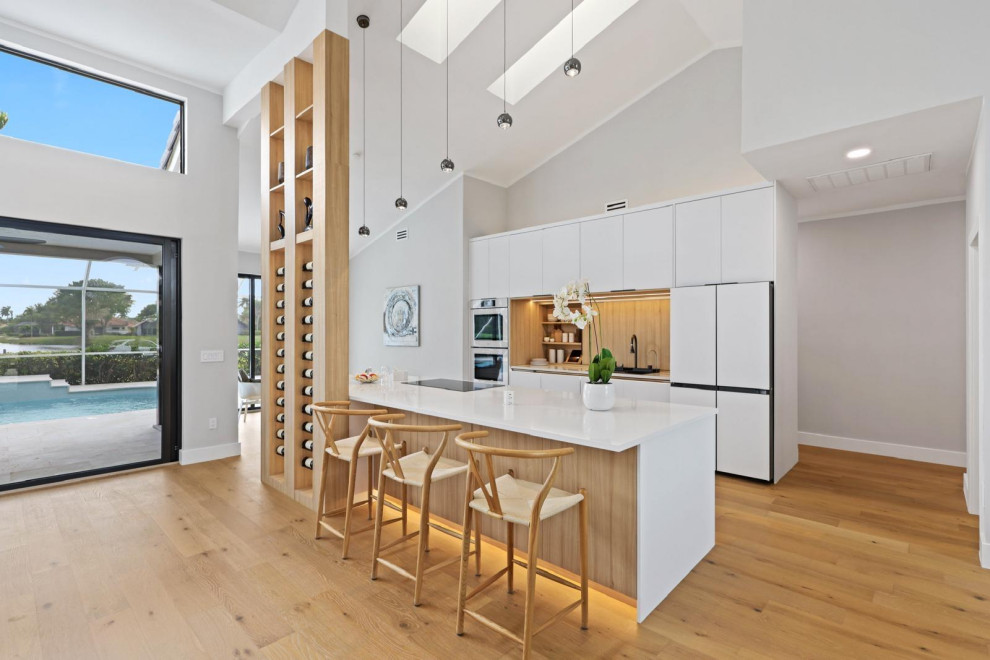 Modern White and Natural Wood Kitchen