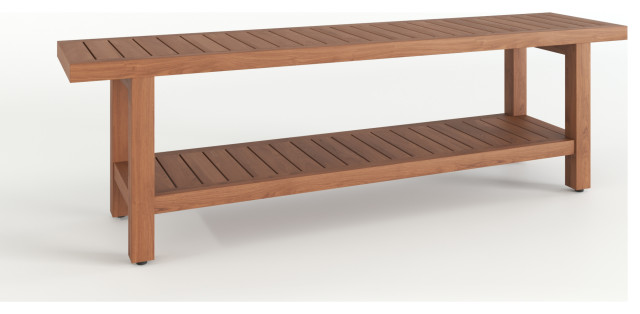 Spa Teak Shower Bench with Shelf, 60" Wide with Shelf - Contemporary ...