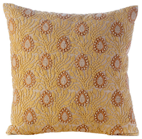 Crochet Lace Yellow Art Silk Pillow Covers Vintage Love Letter