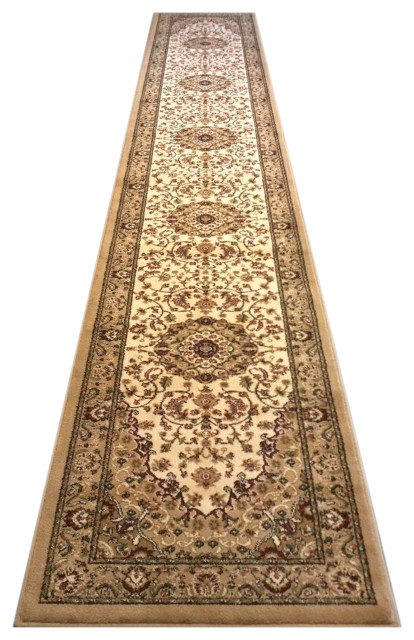 Florence Collection Persian Runner 3' x 20' Ivory Area Rug ...