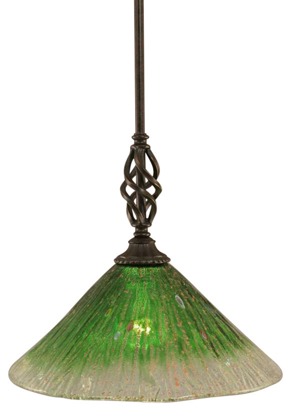 Toltec Lighting Elegante Mini Pendant, 12" Kiwi Green Crystal Glass