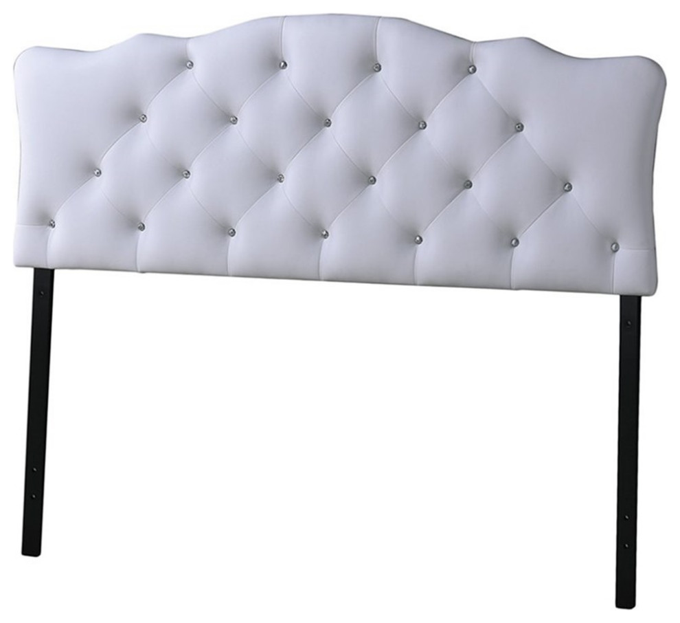 Baxton Studio Rita Faux Leather Tufted Full Panel Headboard in White Transitional Headboards