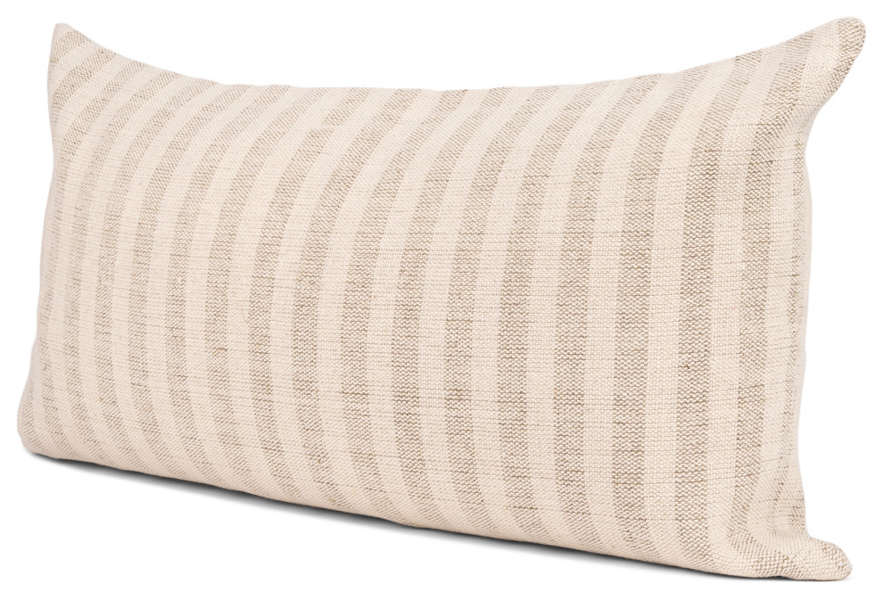 Jace Cream With Beige Stripe Lumbar Decorative Pillow Cover