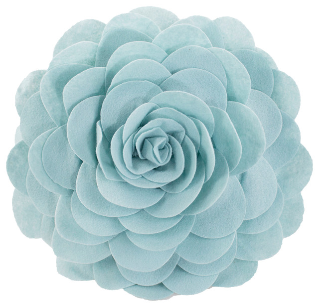Eva's Flower Garden Decorative Throw Pillow, 13" Round, Aqua