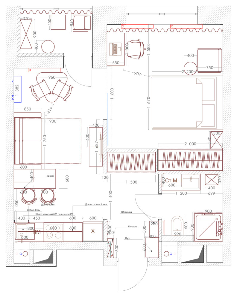 Однокомнатная квартира ЖК 2119 43м2