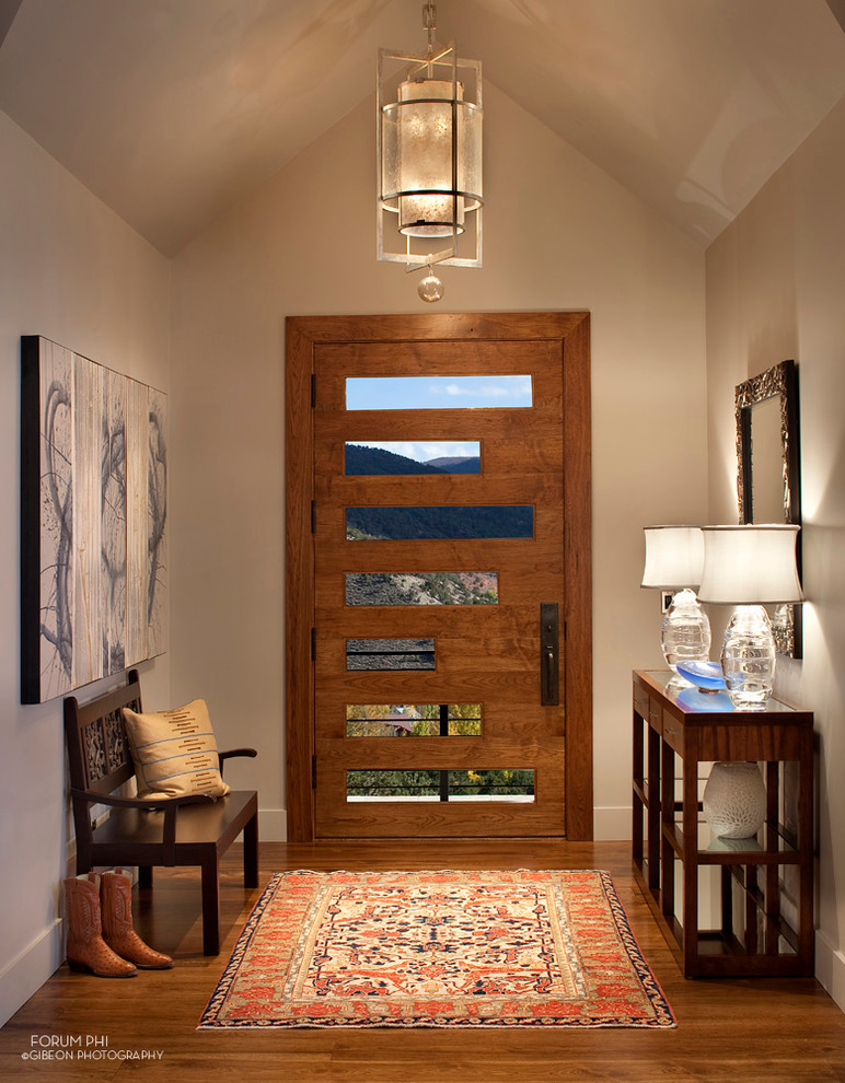 Entryway - rustic entryway idea in Denver