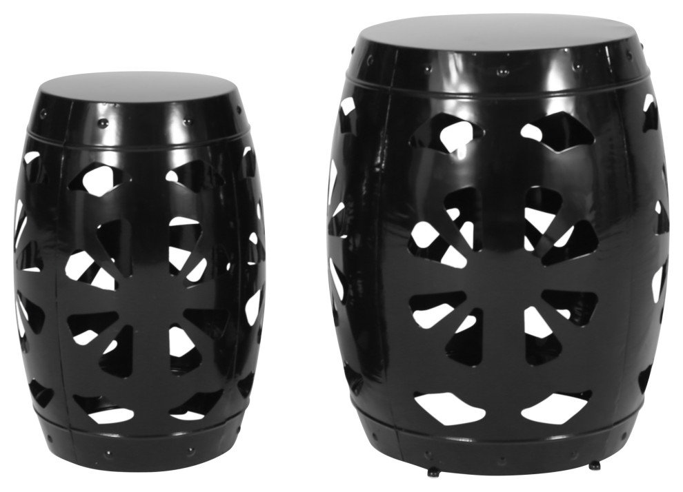 Carey Outdoor Metal Side Tables, 2Piece Set Contemporary Outdoor Side Tables by GDFStudio