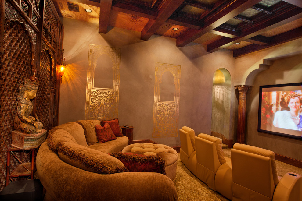 This is an example of a mediterranean home theatre in Austin.