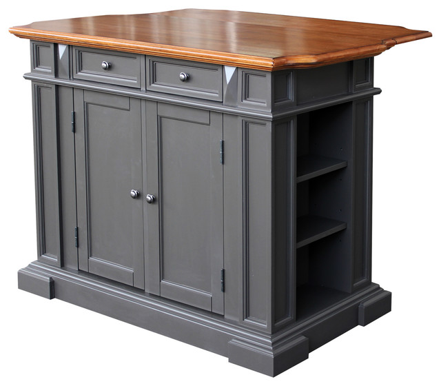 Home Styles Americana Drop Leaf Kitchen Island In Gray