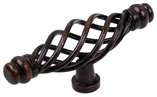3 1 4 Double Rounded End Birdcage Cabinet T Knob Oil Rubbed
