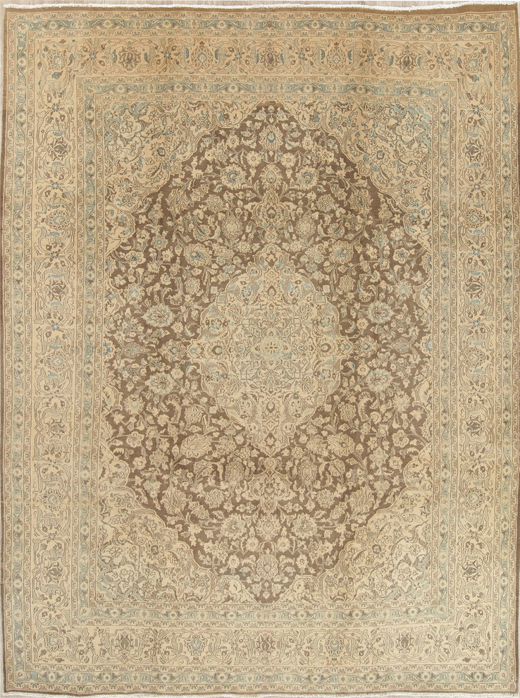 Consigned, Kashmar Vintage Persian Handmade Oriental Rug Wool, Brown