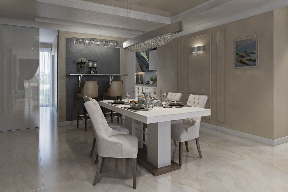 Интерьер загородного дома в серебристых тонах