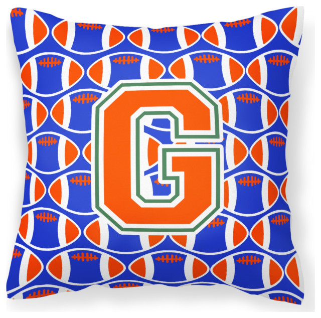 Letter G Football Green, Blue and Orange Pillow, 14