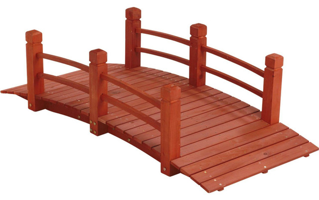5 Wooden Garden Bridge Stream Yard Walkway With Double Rails Transitional Statues And Art By Pier Surplus Houzz 5 Wooden Garden Bridge Stream, Wood Garden Bridge