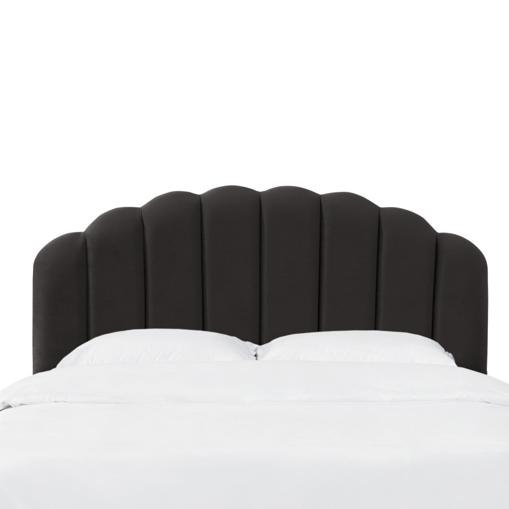 Headboard, Velvet Black, Full Transitional Headboards by Skyline