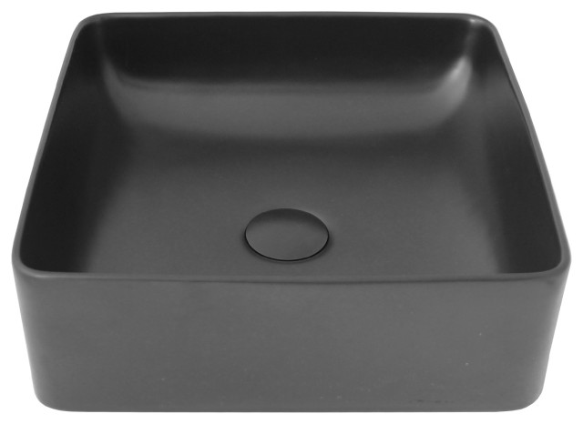 Porcelain Rectangular 14.5" Vessel Ceramic Bathroom Sink Black