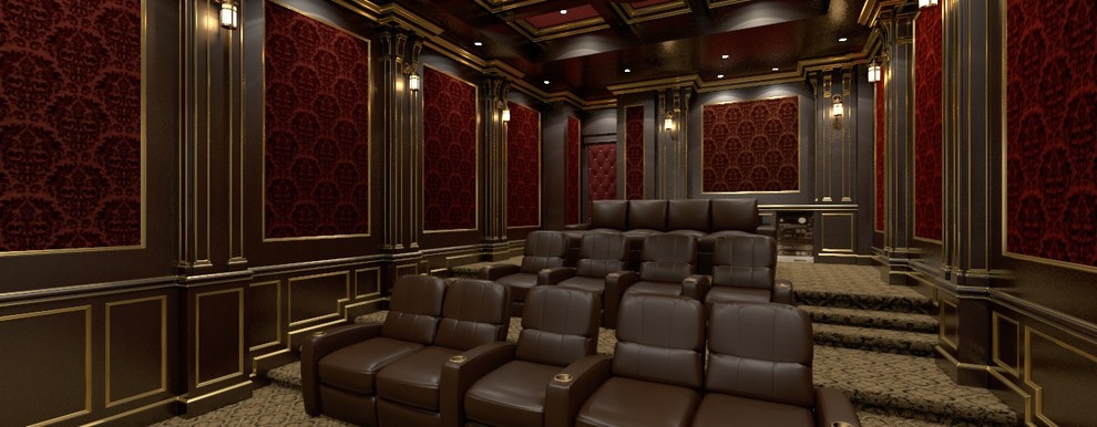 Пример оригинального дизайна: большой домашний кинотеатр в викторианском стиле