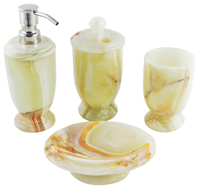 Pistachio Onyx 4Piece Bath Accessory Set of Atlantic Collection Traditional Bathroom