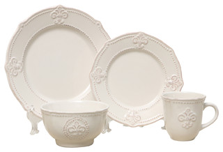 Fleur De Lis 4-Piece Place Setting, Cream - Victorian - Dinnerware Sets ...