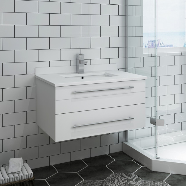 Lucera Wall Hung Bathroom Cabinet With Top & Undermount Sink, 30 ...