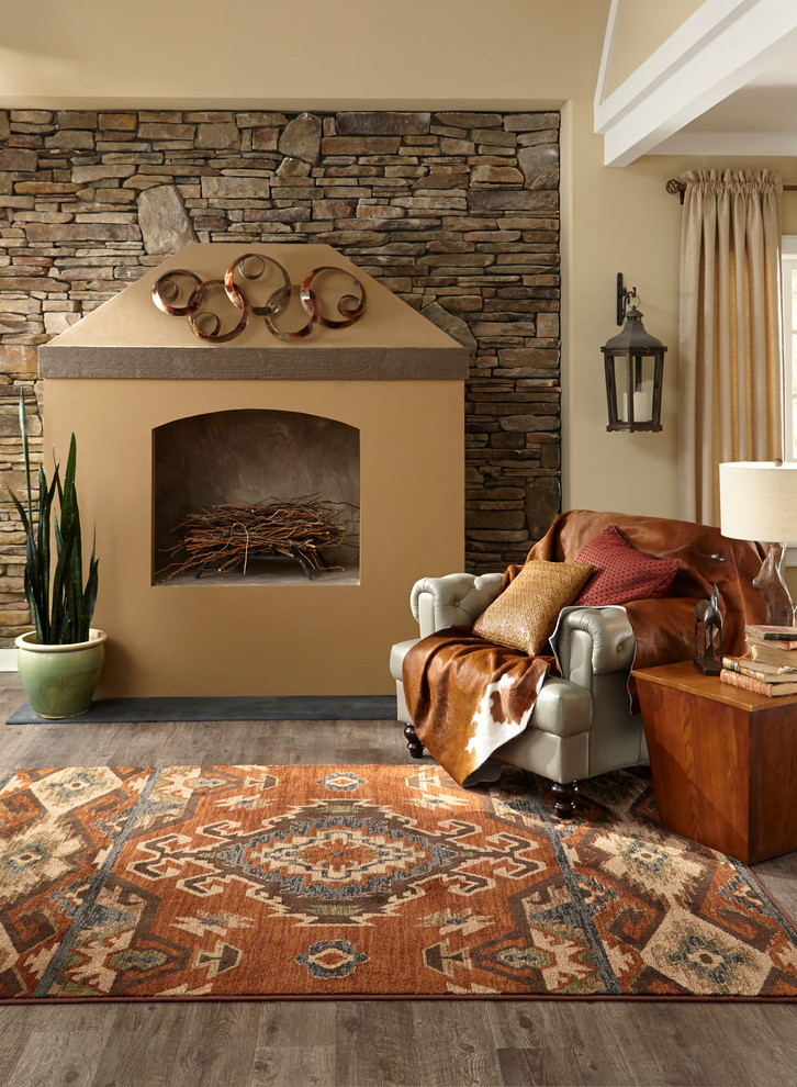 Living room - rustic living room idea in Denver