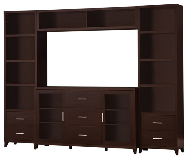 Coaster Lewes 4piece Wood Entertainment Center in Cappuccino