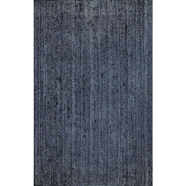 Farmhouse Square Area Rug, Hand Woven Braided Navy Natural Fibers, 11' X 11'
