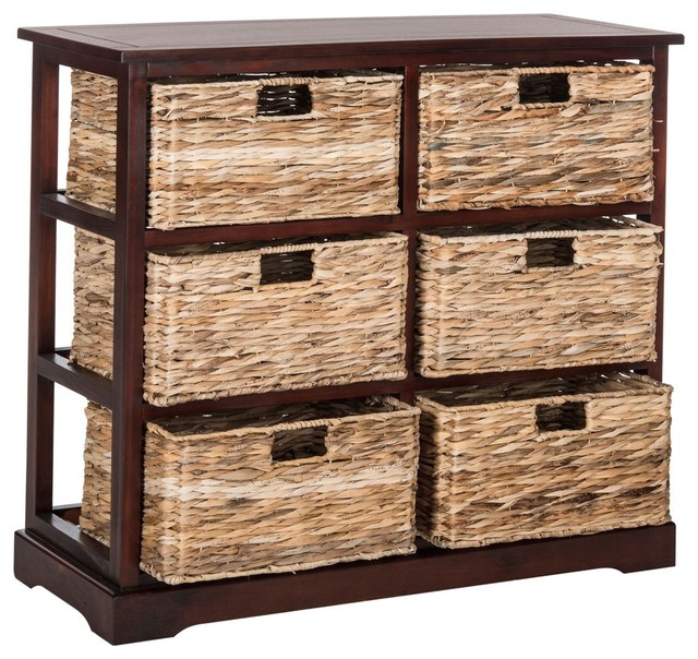 Tall Brown Drawer Organizer Chest Rattan Look Home Storage Furniture 6 Tier 46/"