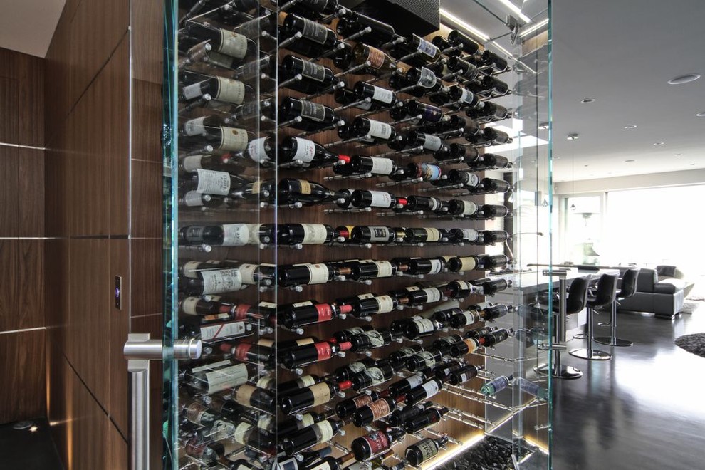 Design ideas for a modern wine cellar in Vancouver.