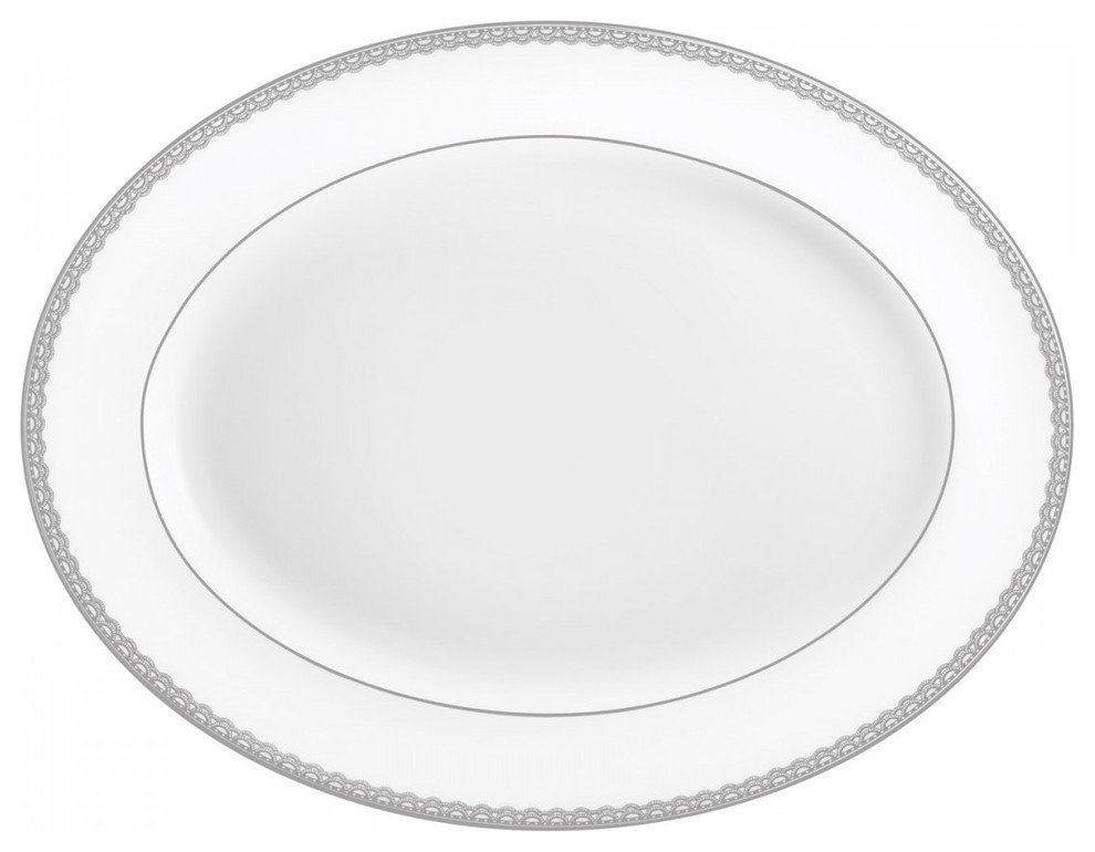 Waterford Lismore Lace Platinum Platter, 15.5" Transitional Serving Dishes And Platters by