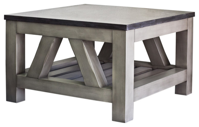 Aberdeen Collection 27 By 27 Blue Limestone Top Coffee Table Farmhouse Coffee Tables By Water Creation Houzz