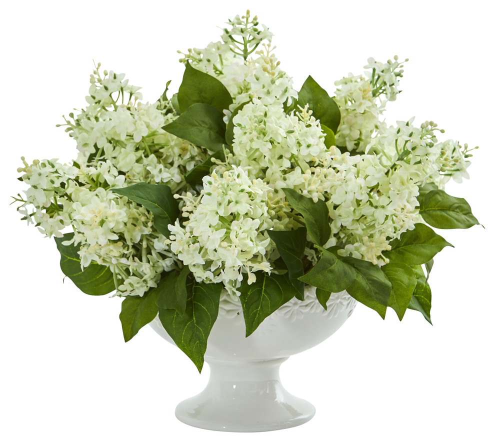 Lilac Artificial Arrangement in White Vase, White