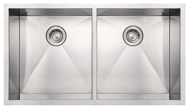 Noah's Collection Brushed Stainless Steel Commercial Double Bowl Sink