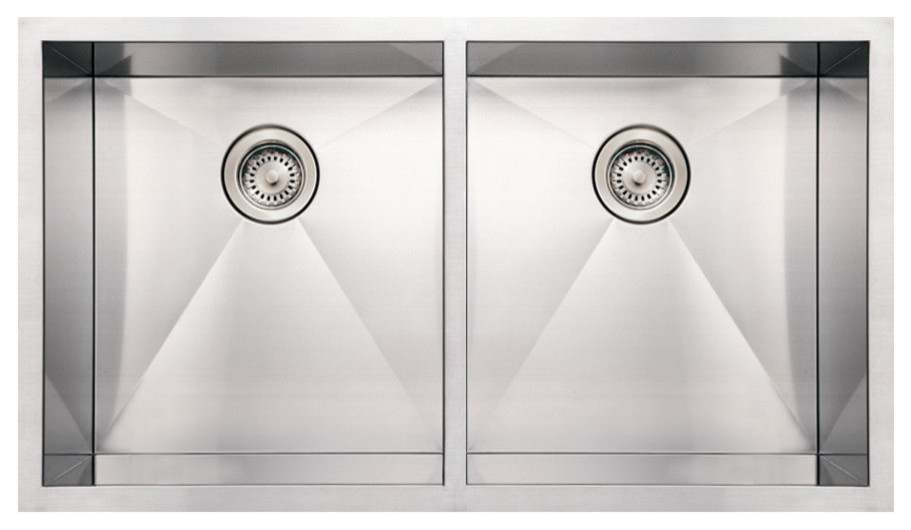 Noah's Collection Brushed Stainless Steel Commercial Double Bowl Sink