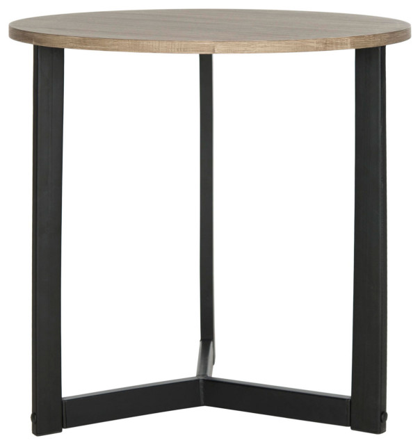 Arden Mid Century Modern Lacquer End Table Oak/Black Industrial