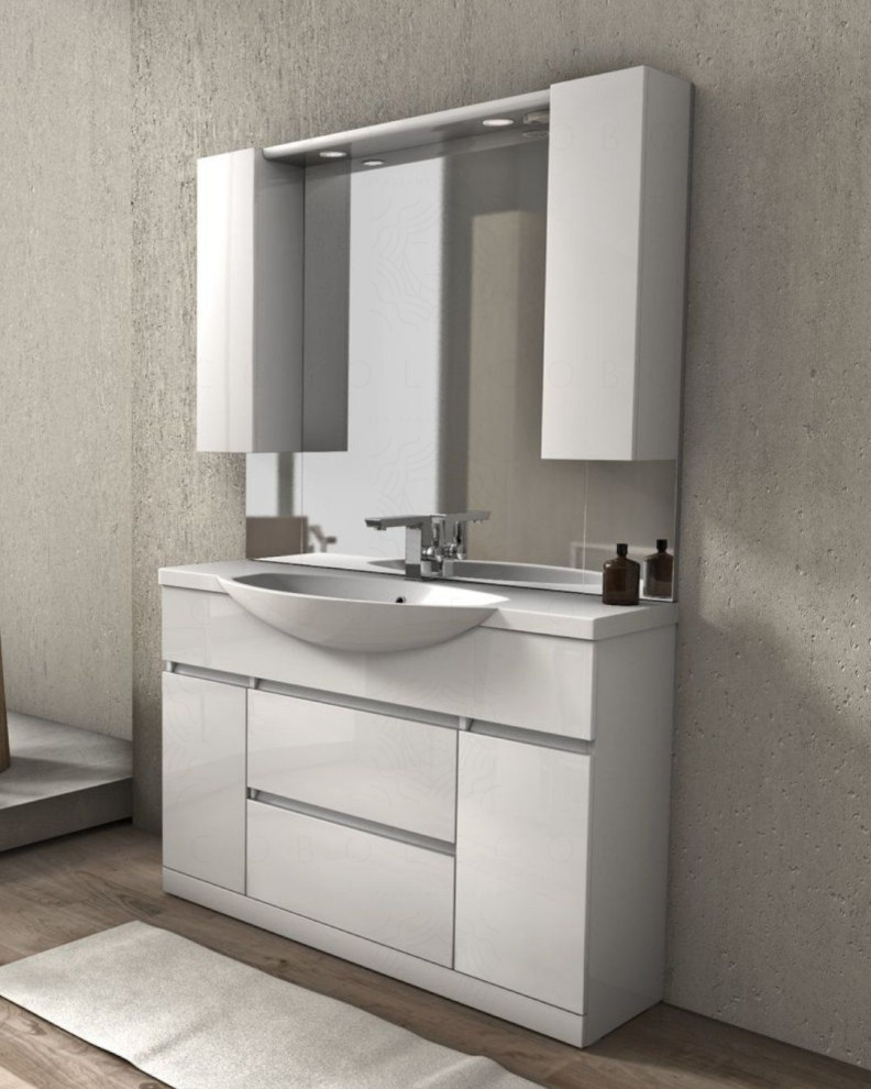 Mobile bagno Silvia 120 cm con lavabo in resina - bianco lucido - Other ...