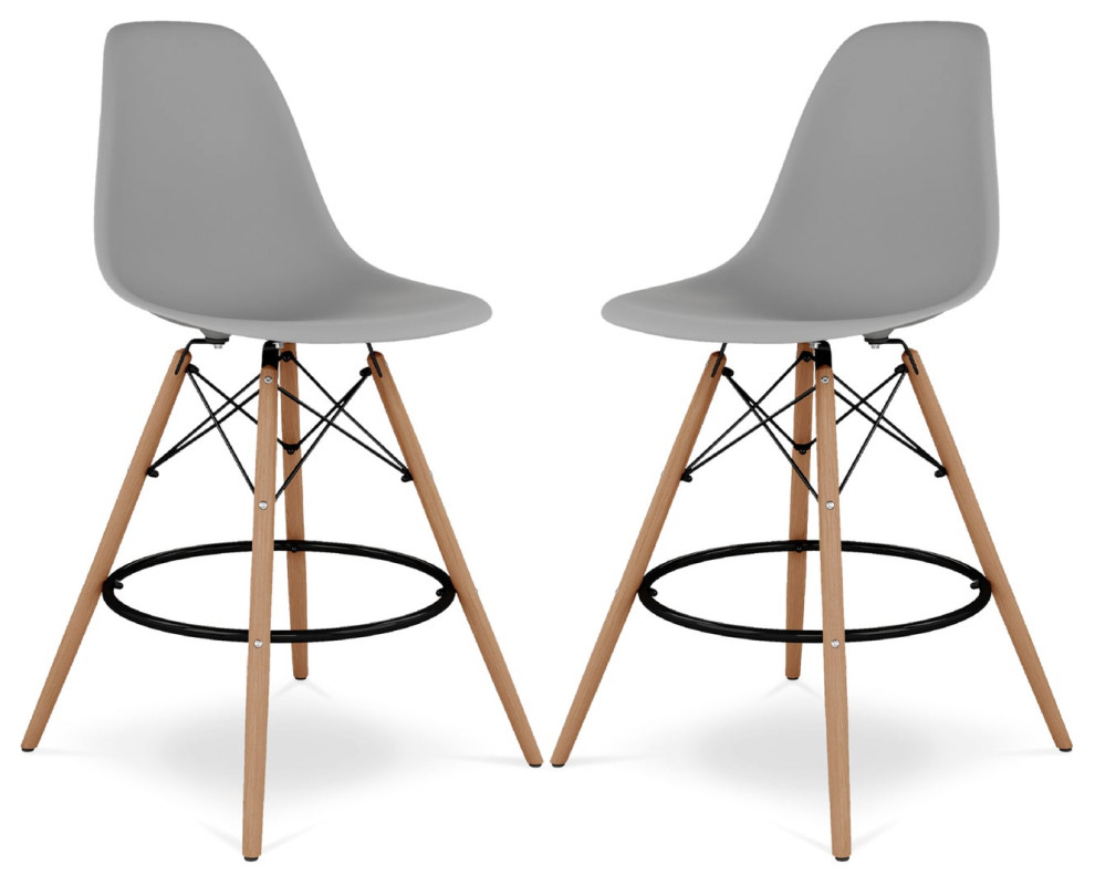Pyramid Counter Stool, Gray, 2Pack Modern Bar Stools And Counter