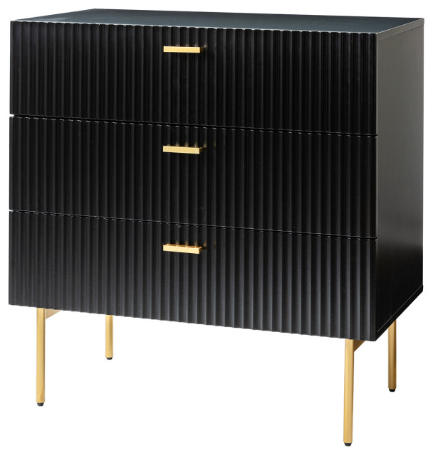 Aram 3Drawers Bachelor's Chest With Metal Legs Contemporary Accent
