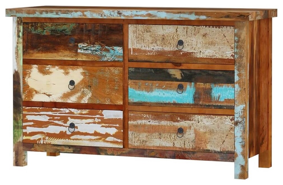 Eunola Solid Reclaimed Wood Double, Colorful Wooden Dresser