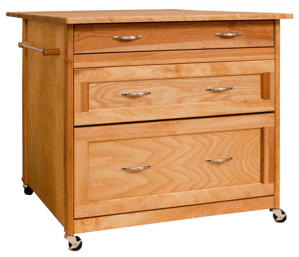 Catskill Craftsmen 3 Drawer Kitchen Cart In Natural Birch   Home Design 