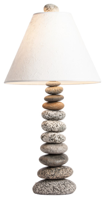 Coastal Cottage Lamp Beach Style, River Rock Table Lamp
