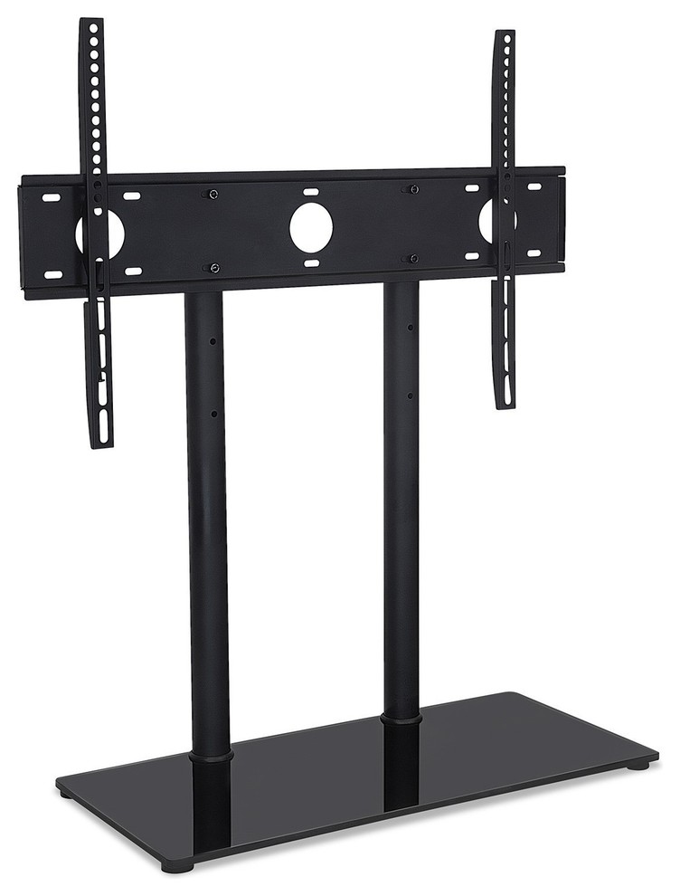 MountIt! Universal Height Adjustable Tabletop TV Stand, Tempered Glass