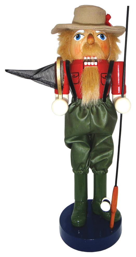 14" Fly Fishing Nutcracker Beach Style Holiday Accents And