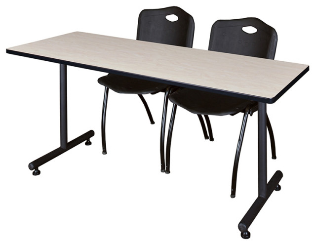 60 X 24 Kobe Training Table Maple 2 M Stack Chairs Black
