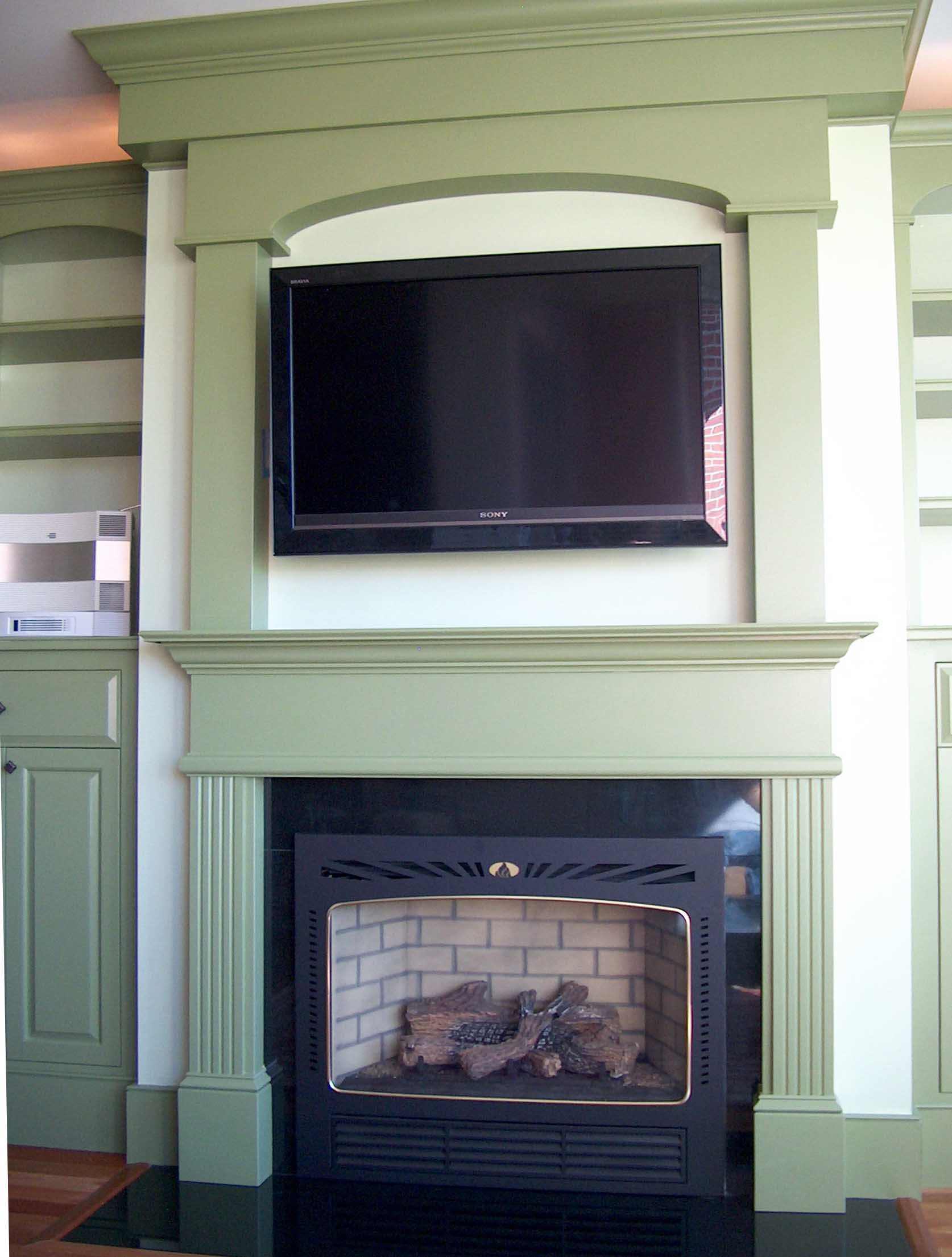 Brown Fireplace Surround. Federal Style with Overmantle