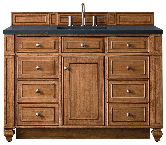 Bristol 48" Single Vanity, Saddle Brown, W/ 3 Cm Charcoal Soapstone