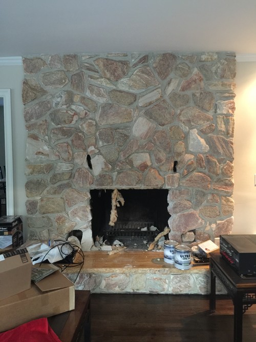 Our 1980 S Stone Fireplace What Ideas Do You Have To Update This Stone Rock Fireplace Debating Whether Take Rocks Off Completely Any Advice Or Are Greatly Appreciated